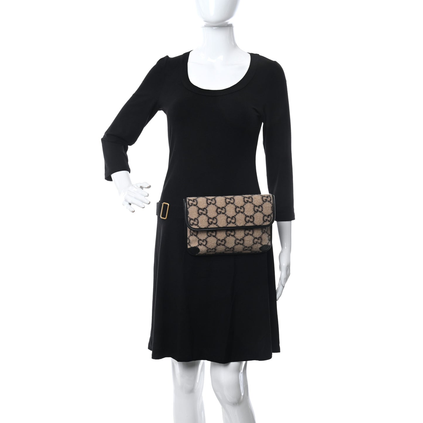 Covered Wool GG Monogram Slim Belt Bag Beige