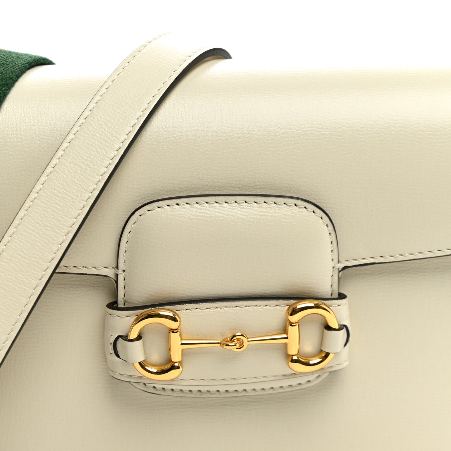 Azalea Calfskin Web Mini Horsebit 1955 Shoulder Bag Mystic White