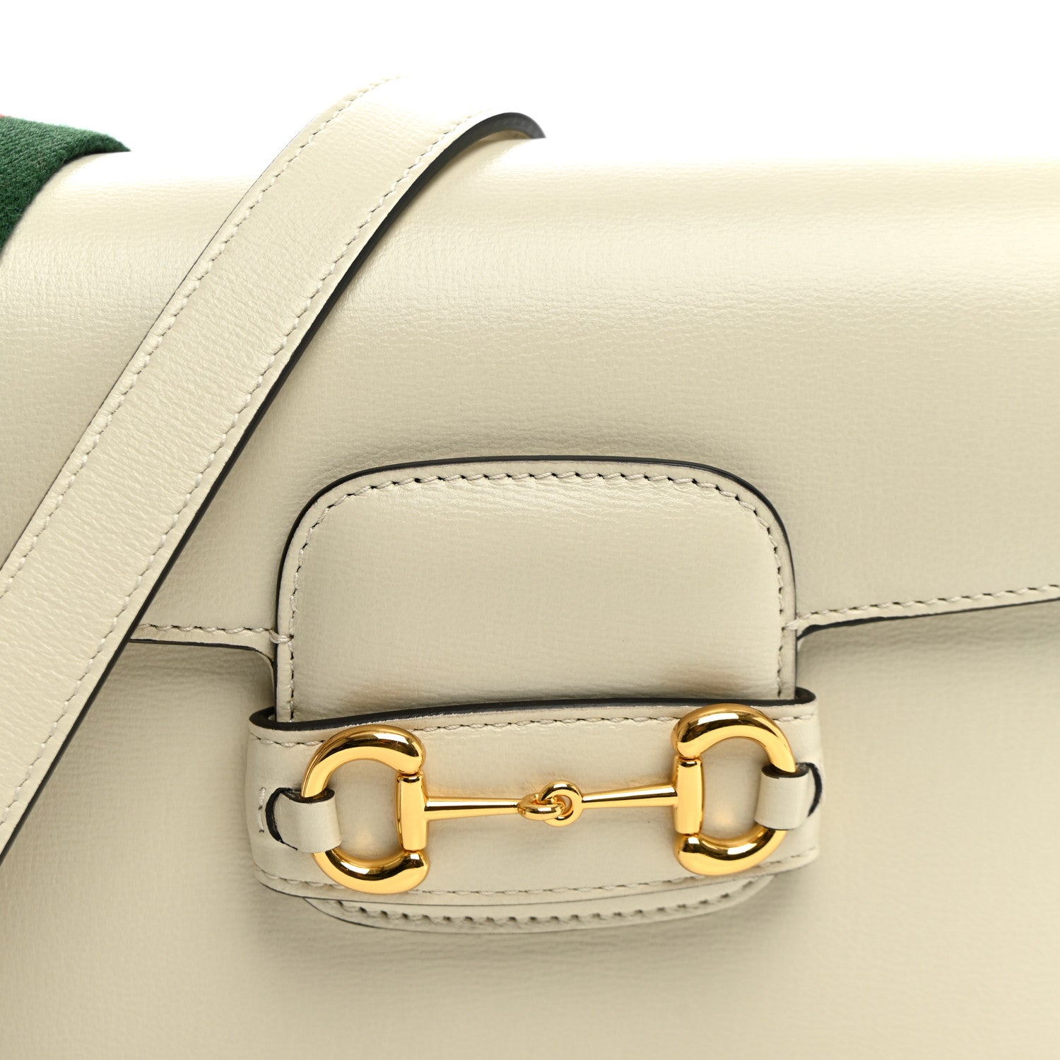 Gucci Azalea Calfskin Web Mini Horsebit 1955 Shoulder Bag Mystic White 7 of 9