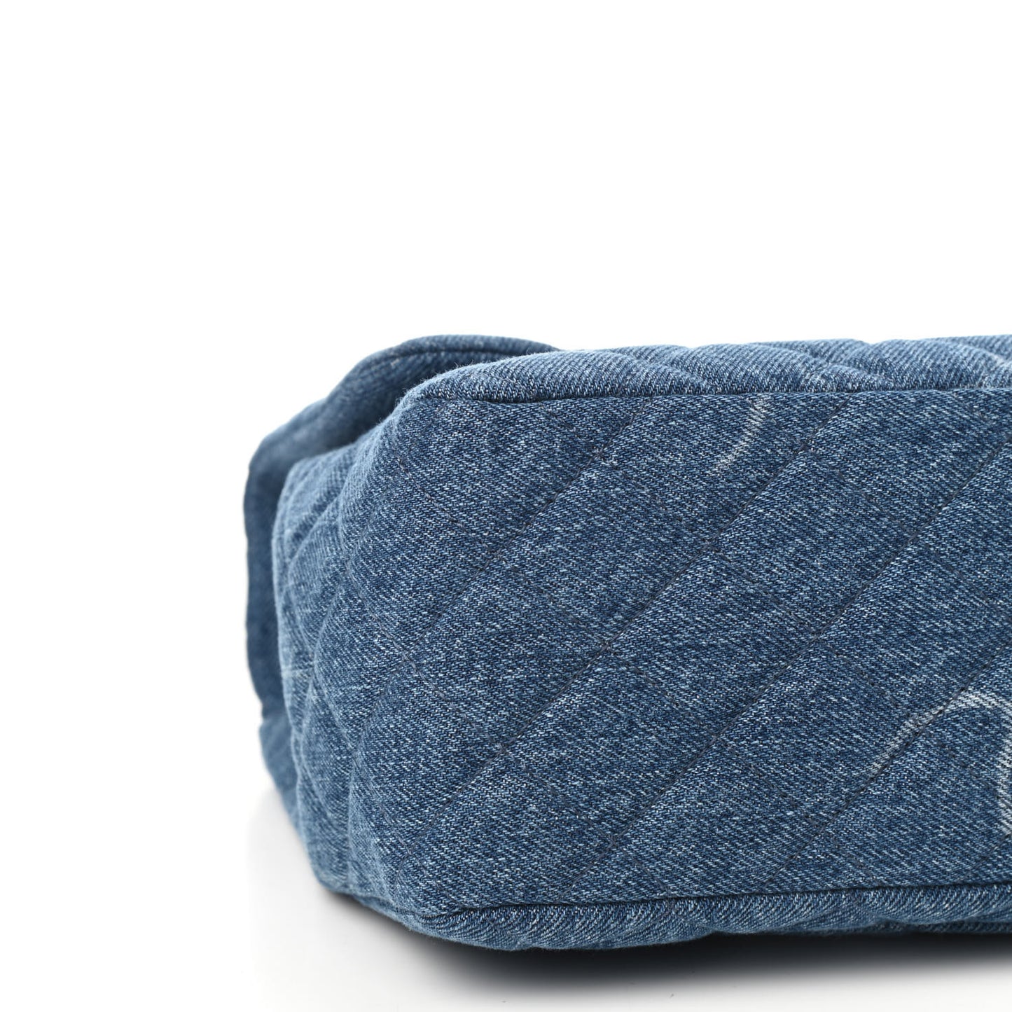 Denim Quilted CC Print Jumbo Single Flap Blue