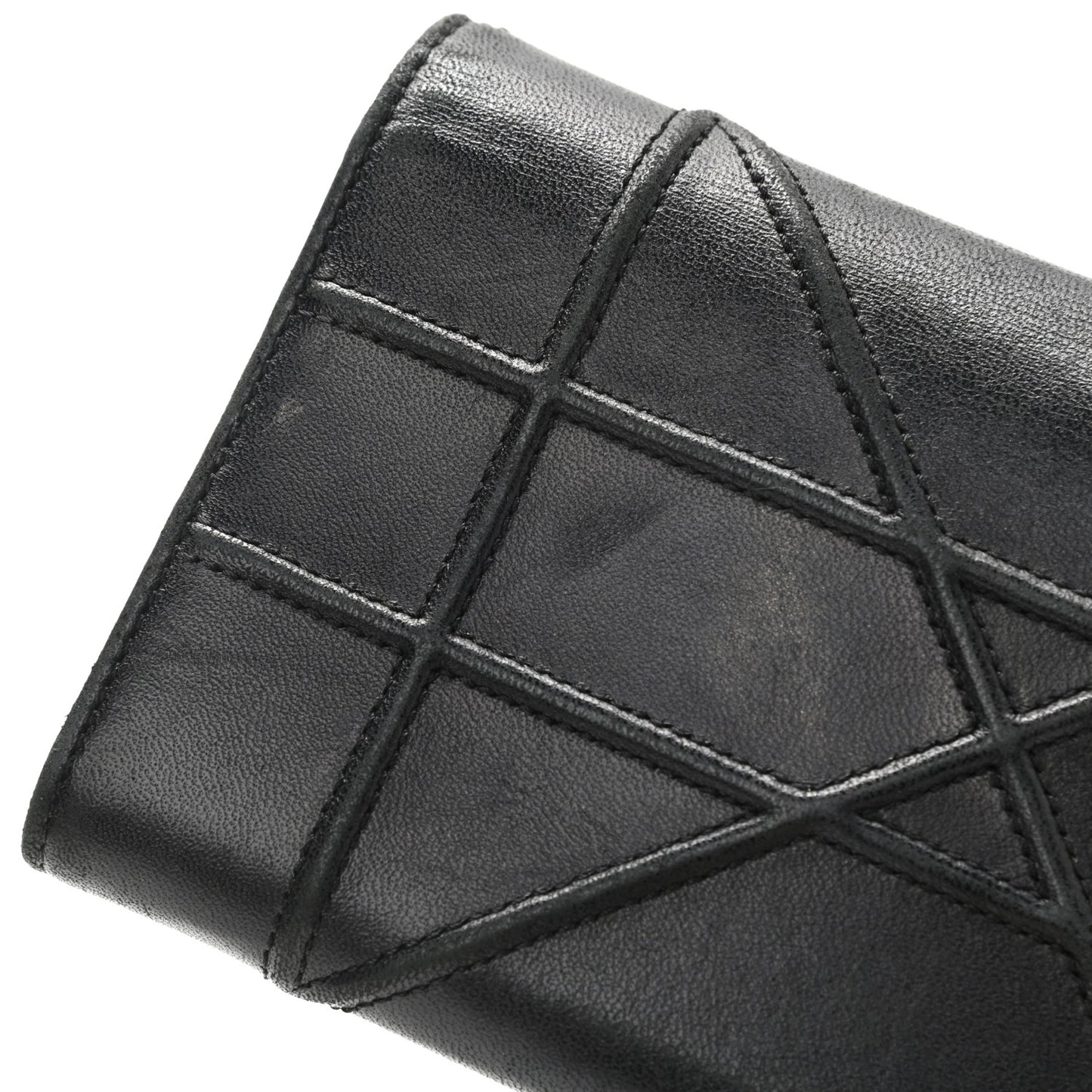 Grained Calfskin Diorama Wallet on Chain Pouch Black