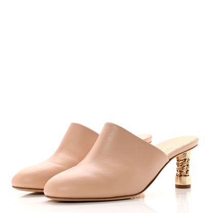 Chanel Calfskin CC Chain Mules Sandals 39.5 Beige 3 of 9