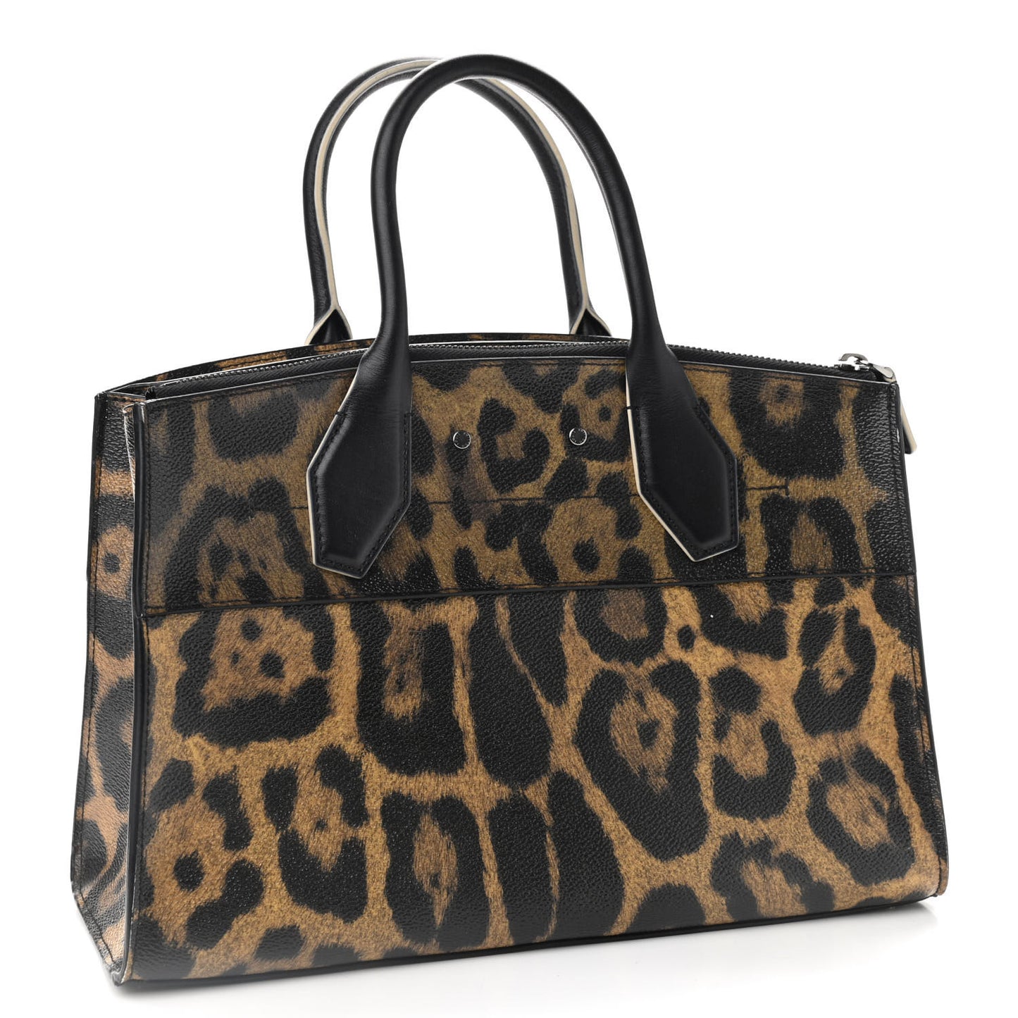 Canvas Calfskin Wild Animal Print City Steamer EW Marron