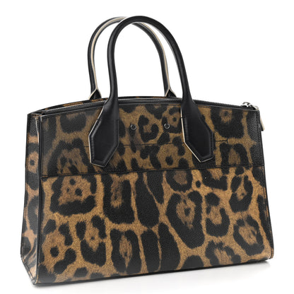 Louis Vuitton Canvas Calfskin Wild Animal Print City Steamer EW Marron 2 of 7