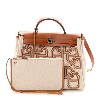 Hermes H Plume Canvas Vache Hunter Circuit 24 Herbag Zip Retourne 31 Naturel 3 of 11
