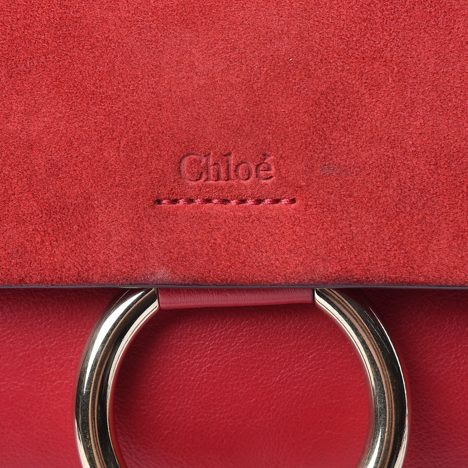 Chloe Suede Calfskin Small Faye Shoulder Bag Tulip Red 9 of 15