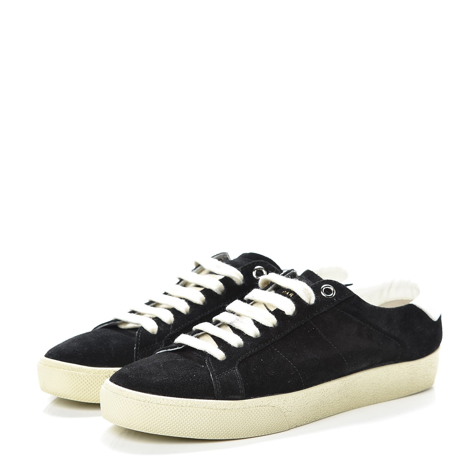 Saint Laurent Distressed Suede Womens Court Classic Sneakers 36 Black 3 of 9