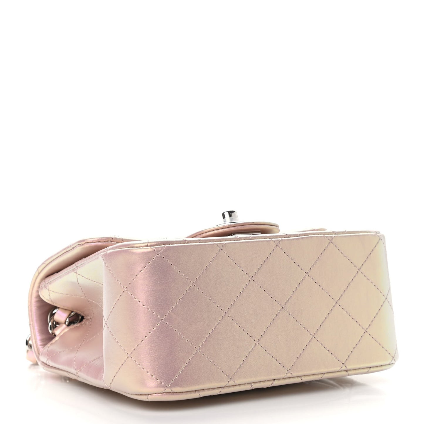 Iridescent Lambskin Quilted Mini Square Flap Pink