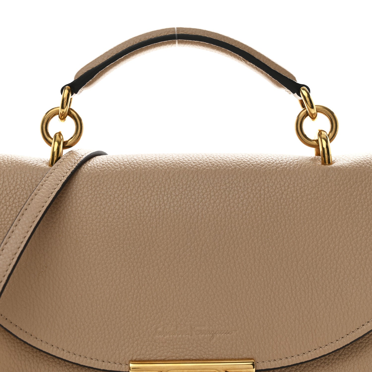 Salvatore Ferragamo Calfskin Small Margot Top Handle Satchel Almond 8 of 10