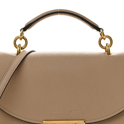 Salvatore Ferragamo Calfskin Small Margot Top Handle Satchel Almond 8 of 10