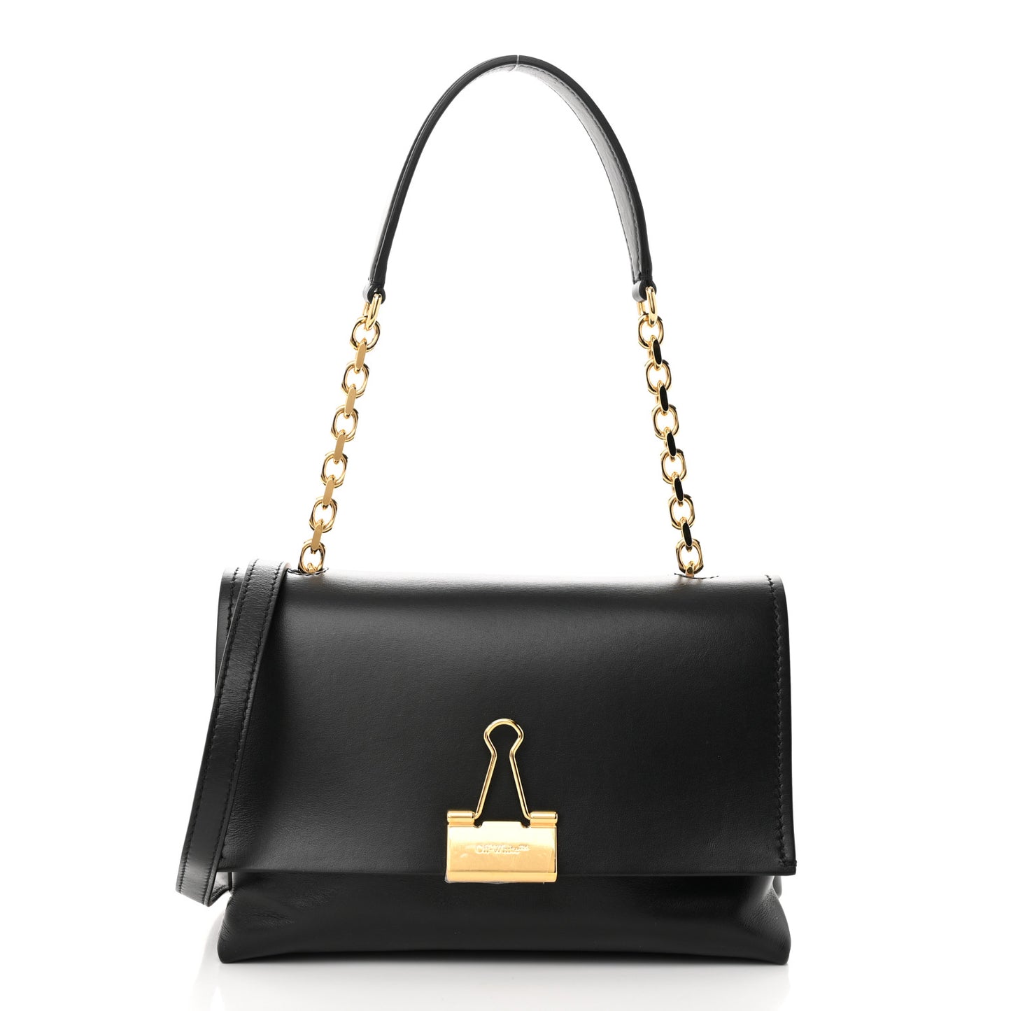 Calfskin Binder Clip Bag Black