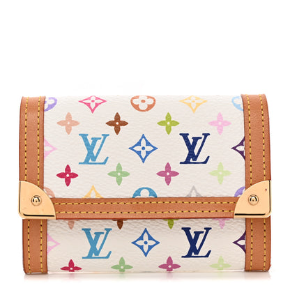 Louis Vuitton Monogram Multicolor Porte-Monnaie Plat Coin Purse White 1 of 6