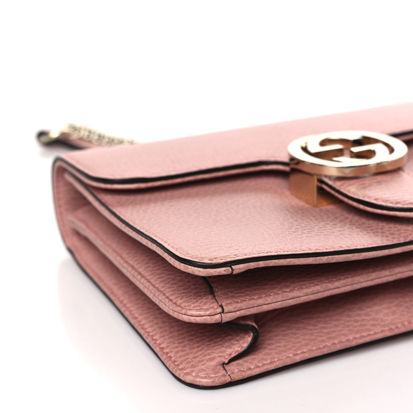 Dollar Calfskin Small Interlocking G Shoulder Bag Soft Pink
