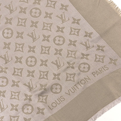 Louis Vuitton Monogram Silk Wool Shine Shawl Charcoal Greige 3 of 7