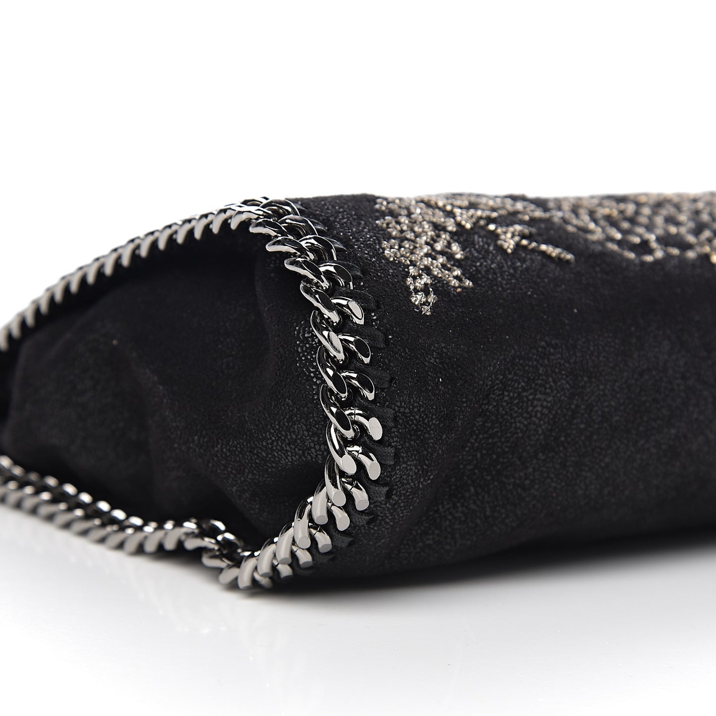 Bead Embellished Shaggy Deer Mini Falabella Tote Black