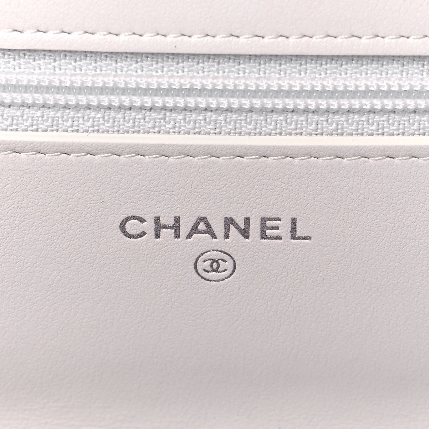 Glossy Calfskin Quilted Chanel 19 Wallet On Chain WOC White Black