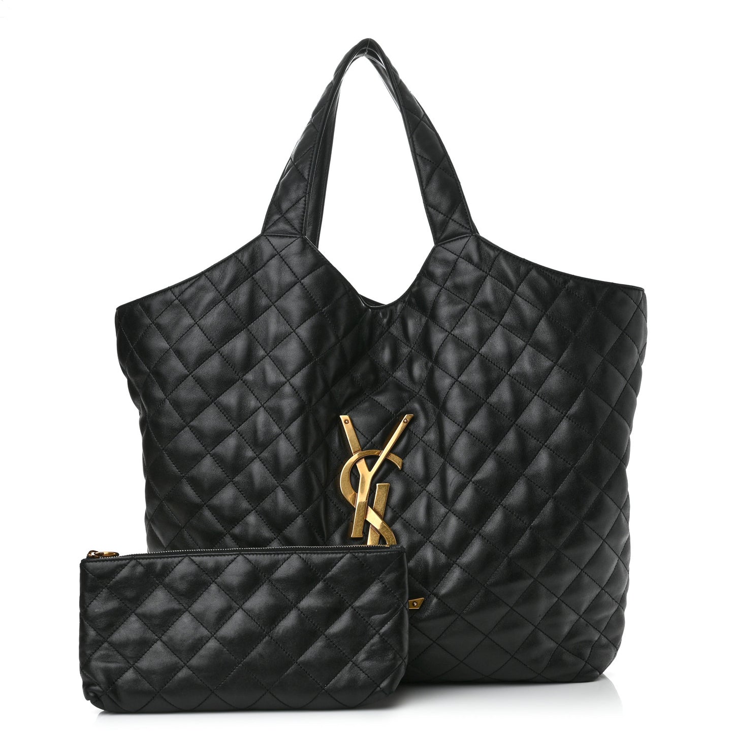 Lambskin Quilted Maxi Icare Shopping Tote Black