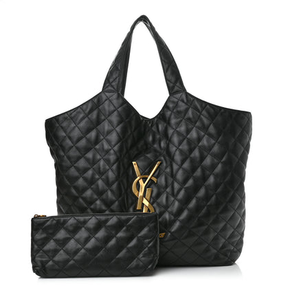 Saint Laurent Lambskin Quilted Maxi Icare Shopping Tote Black 1 of 10