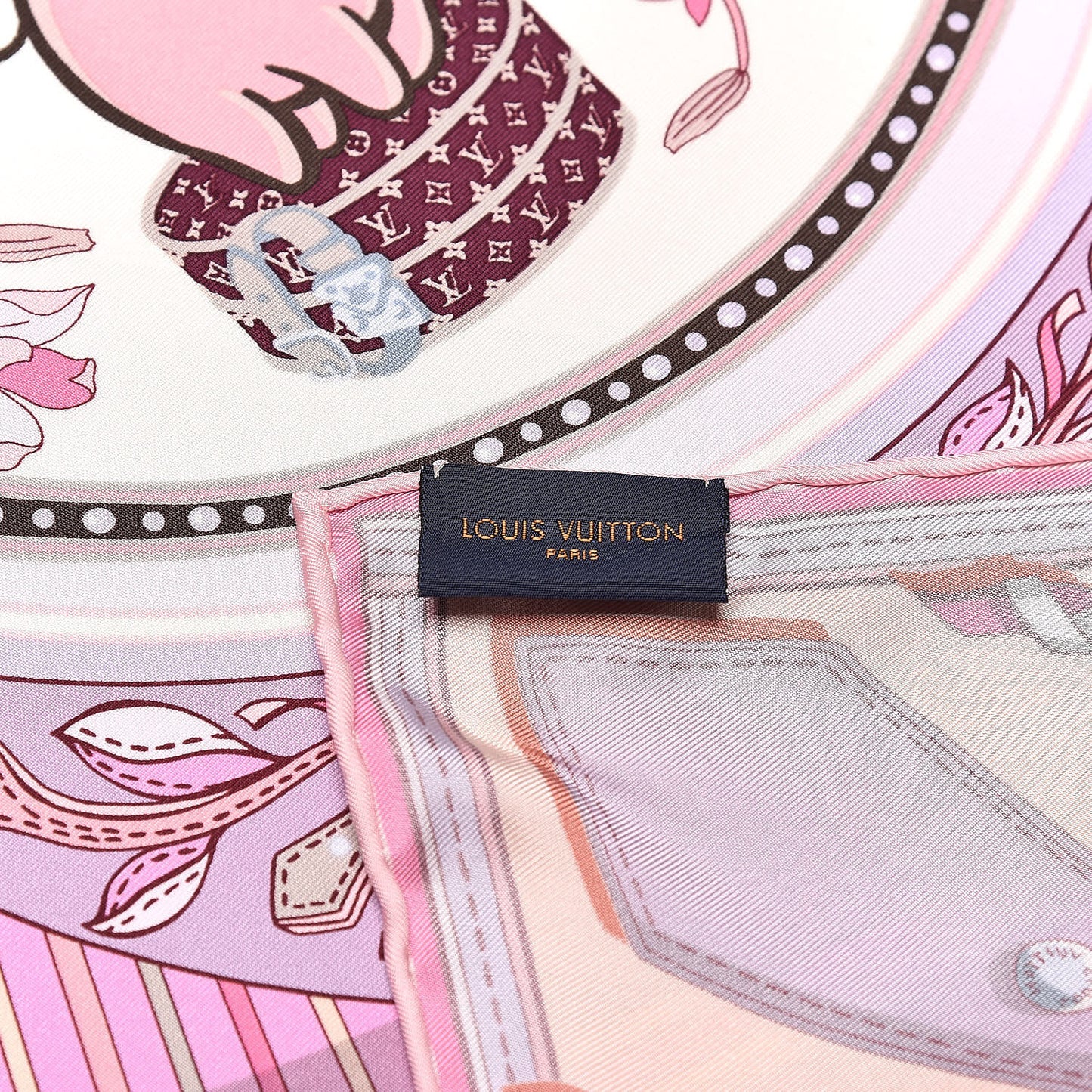 Silk Superstition LV Square Scarf Rose Clair