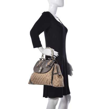 Gucci Monogram Large Pop Bamboo Top Handle Tote Pewter 2 of 11