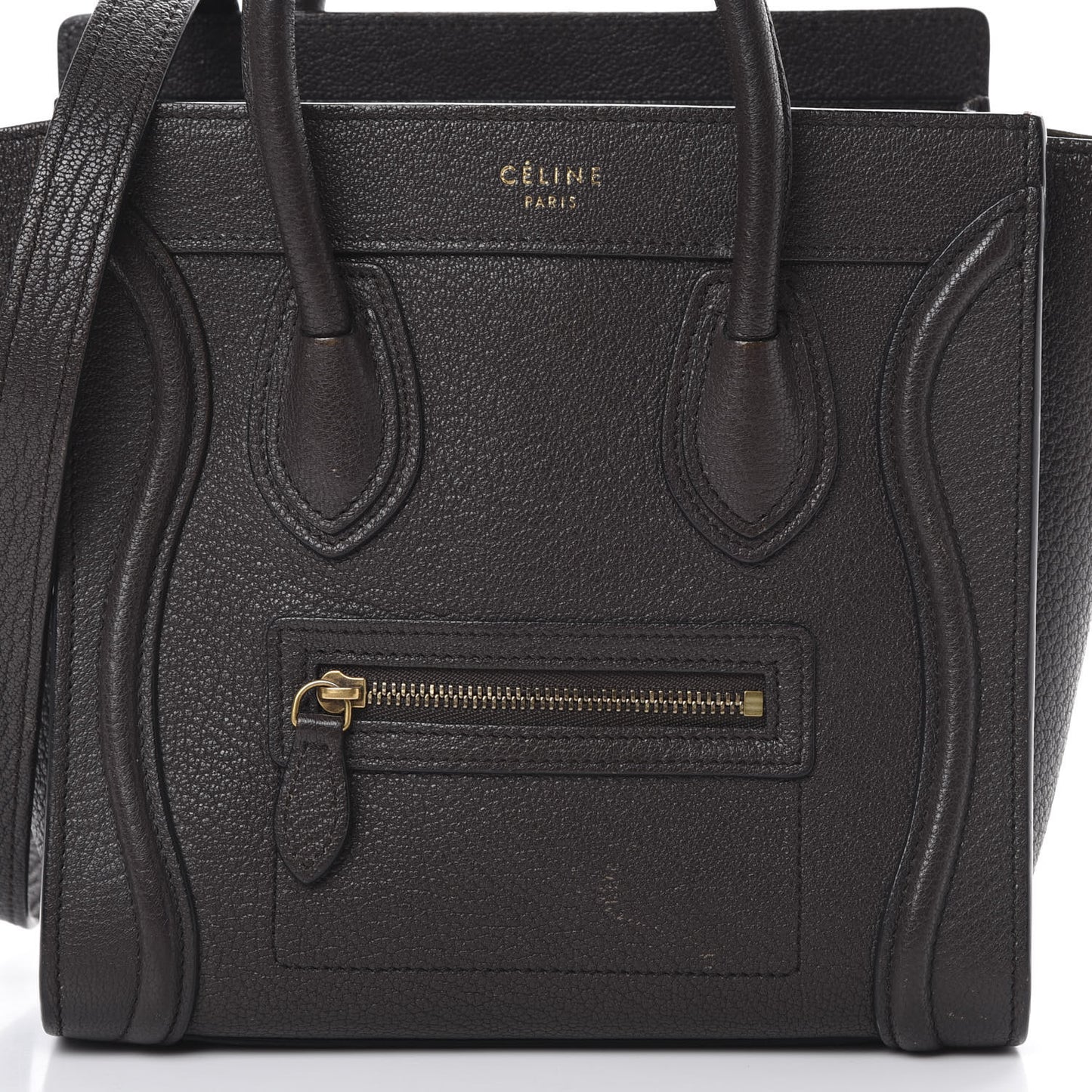 Drummed Calfskin Nano Luggage Brown