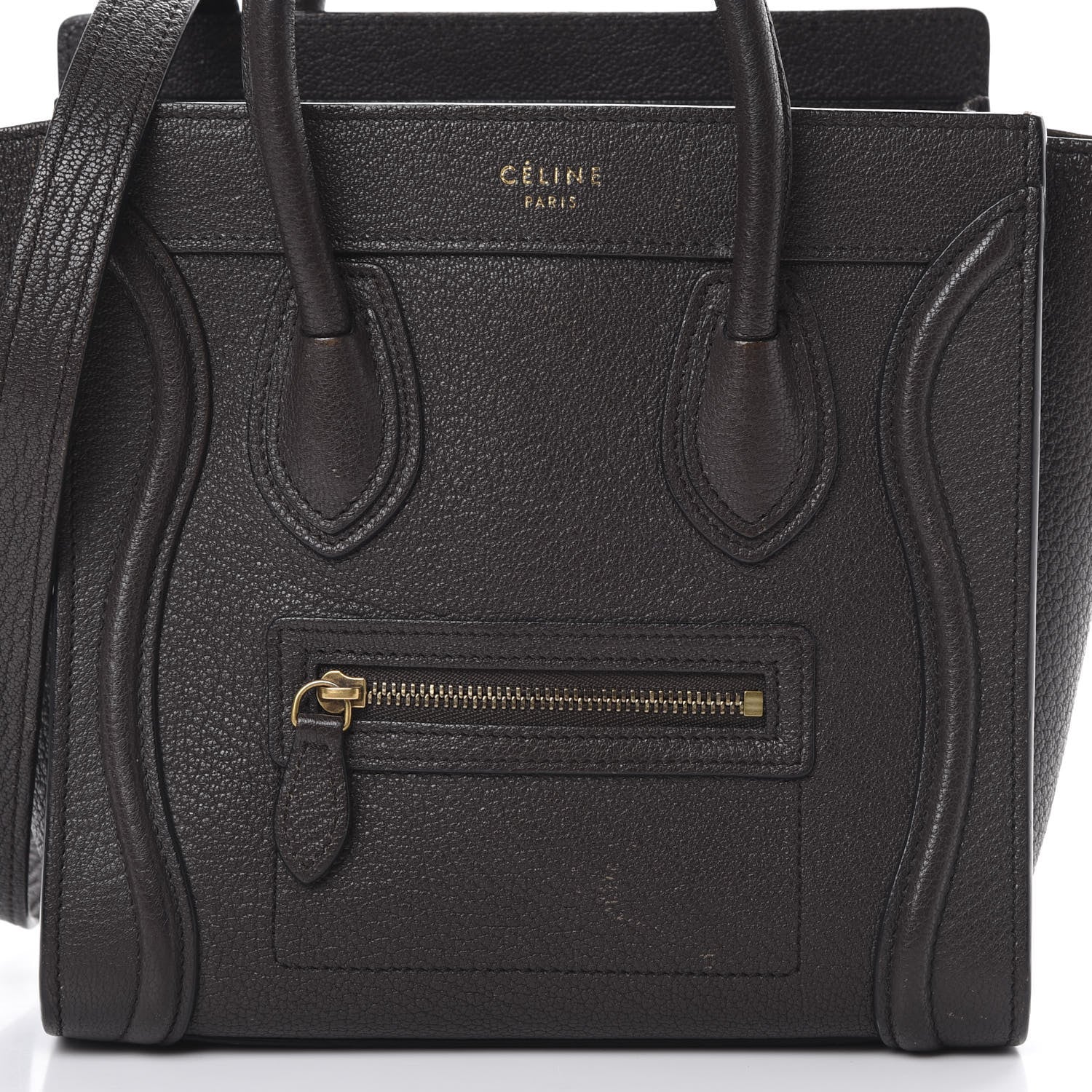 Celine Drummed Calfskin Nano Luggage Brown 8 of 20