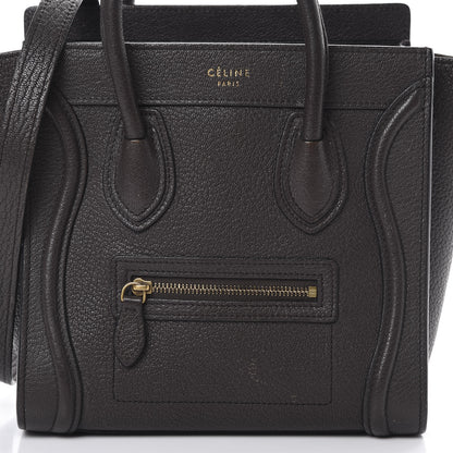 Celine Drummed Calfskin Nano Luggage Brown 8 of 20