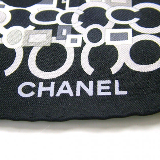 Chanel Silk Camelia CC Symbols Scarf Black 4 of 8