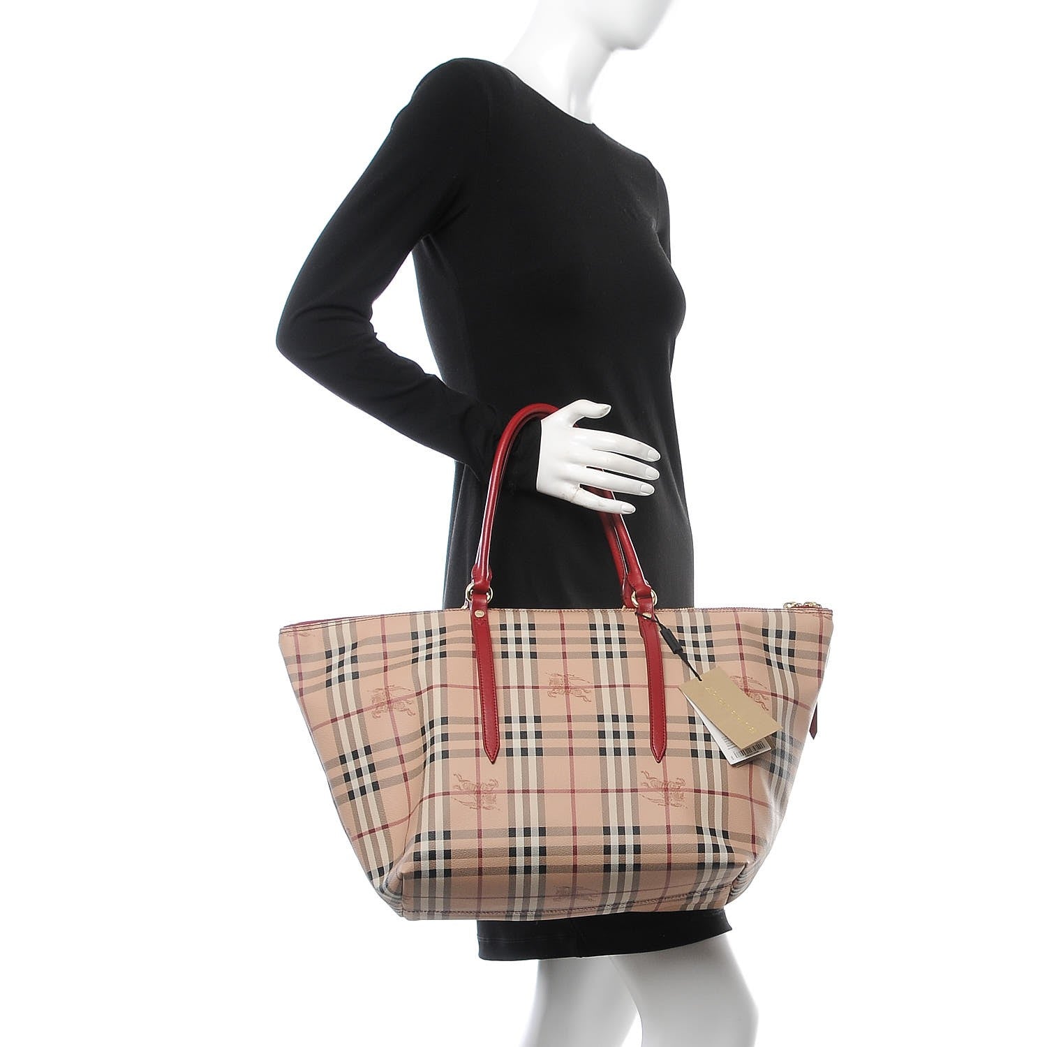 Burberry Haymarket Check Medium Salisbury Tote Military Red 2 of 12