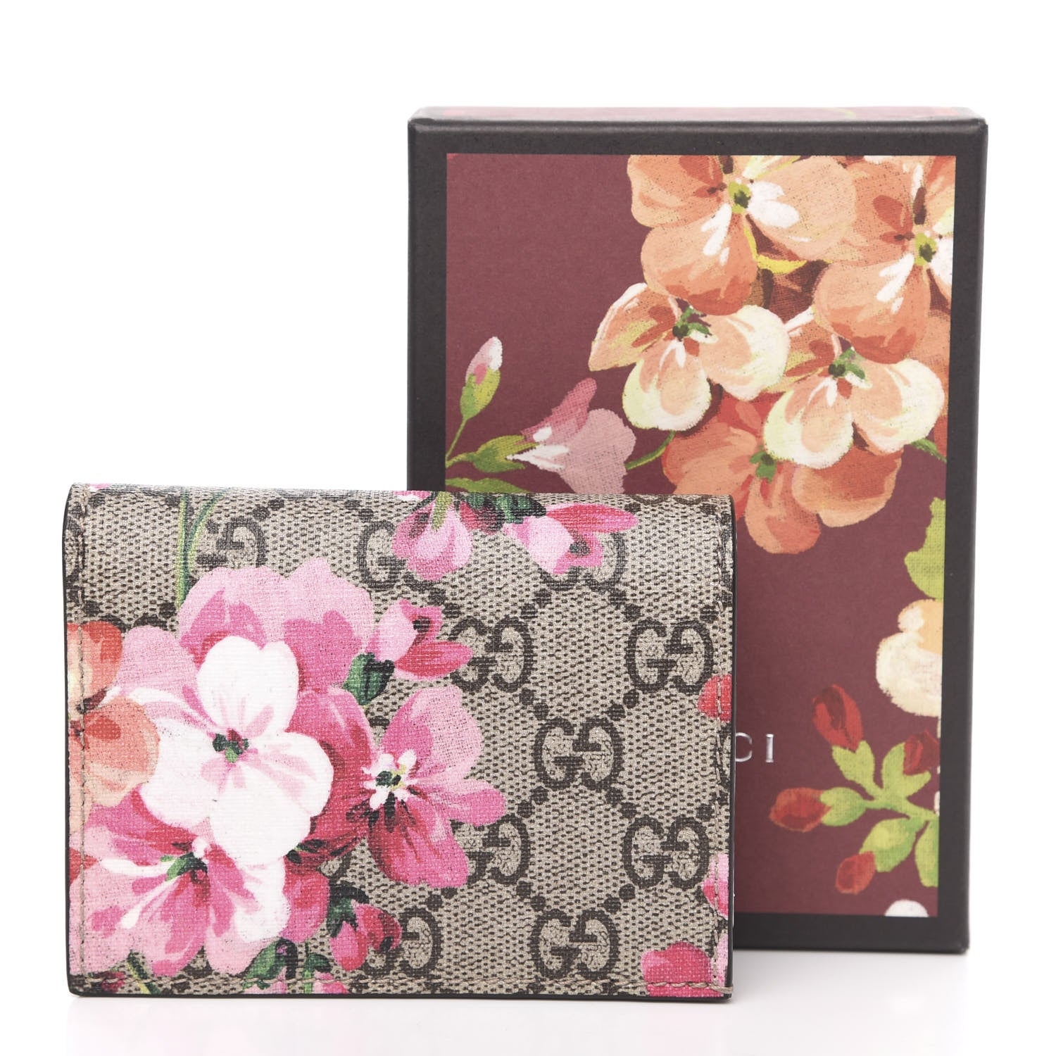 Gucci GG Supreme Monogram Blooms Card Case Beige Multicolor Dry Rose 7 of 7