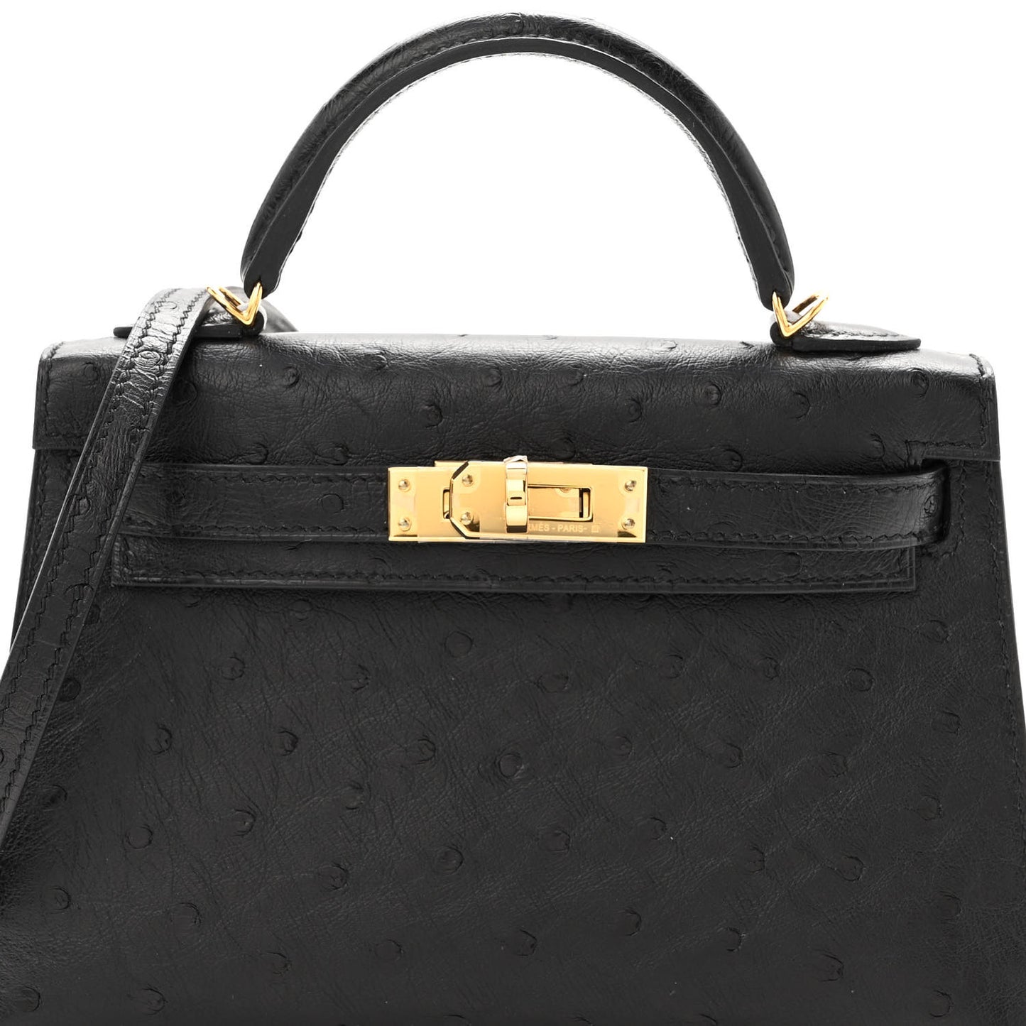 Ostrich Kelly Sellier Mini 20 Black