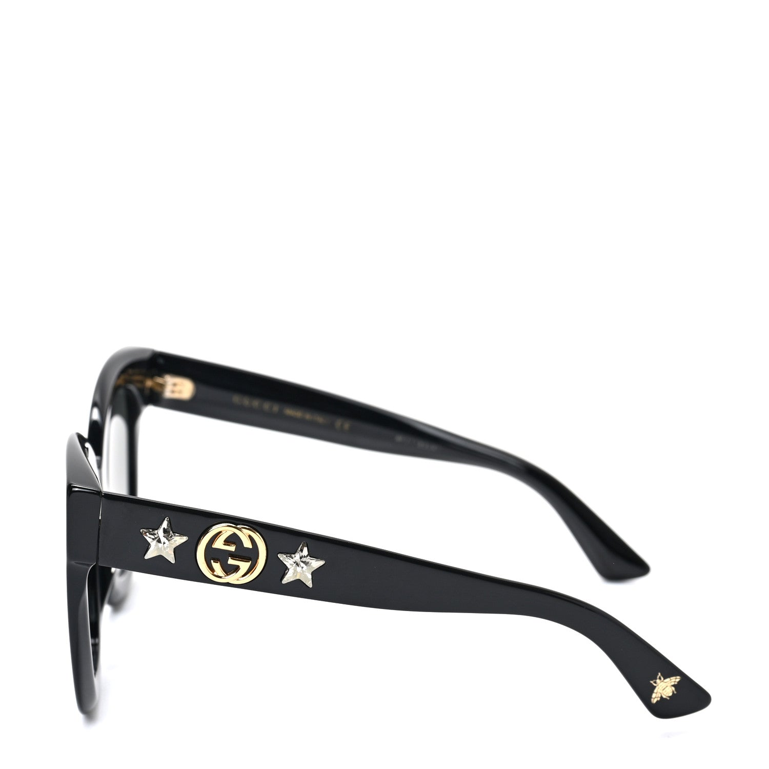 Gucci Acetate Crystal Star Round Frame Sunglasses GG0208S Black 4 of 7