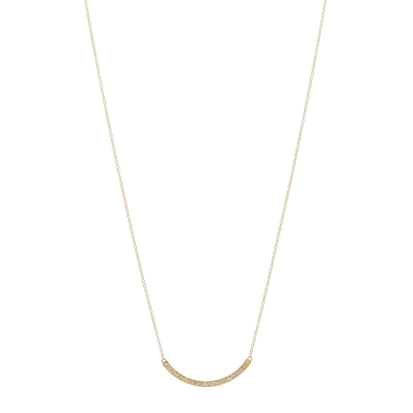 18K Yellow Gold Diamond Curved Stick Pendant Necklace