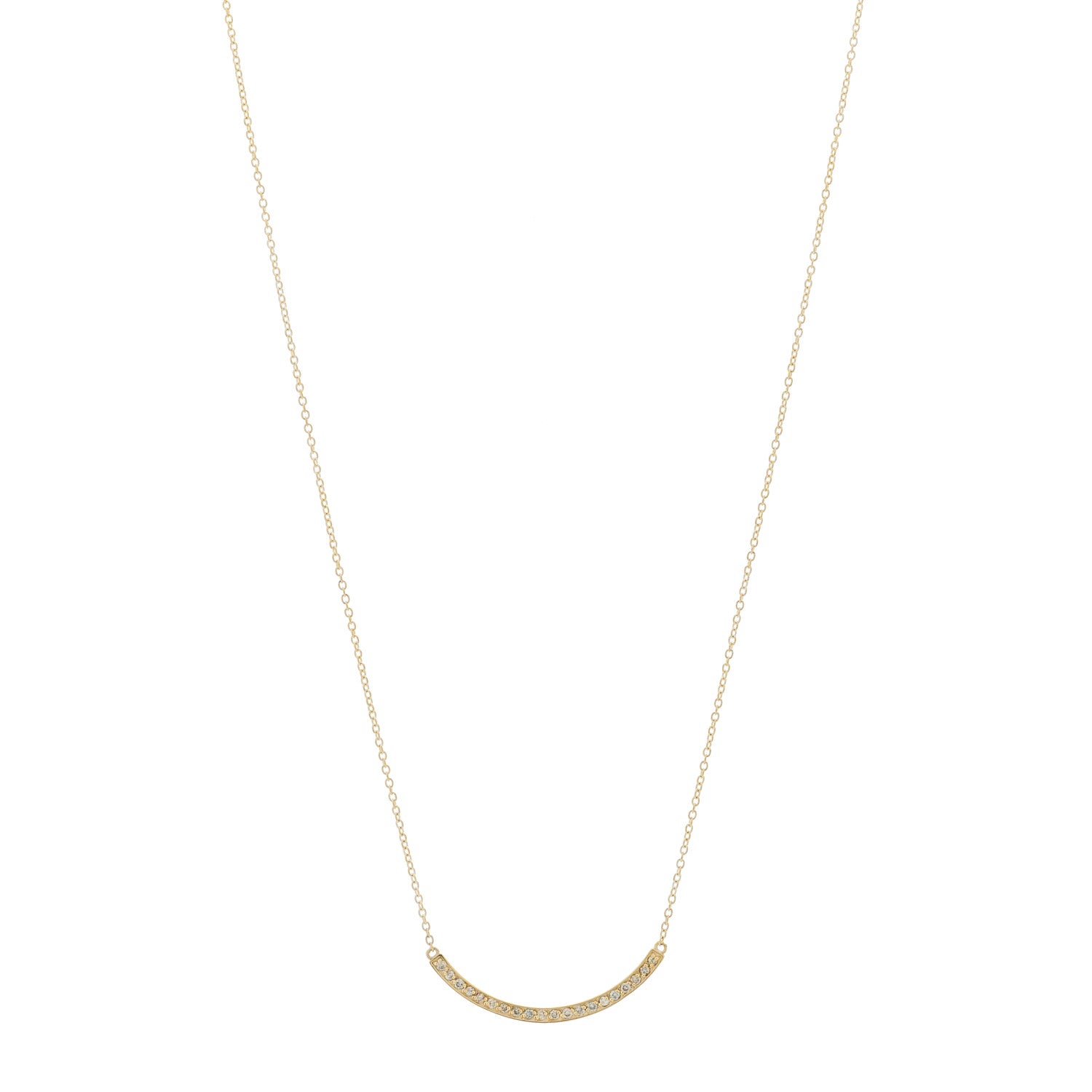 Jennifer Meyer 18K Yellow Gold Diamond Curved Stick Pendant Necklace 1 of 4