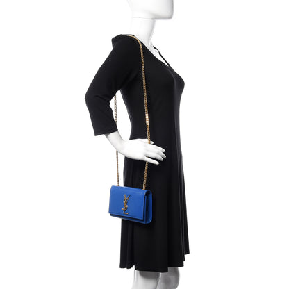 Saint Laurent Grain De Poudre Small Classic Monogram Kate Satchel Royal Blue 2 of 14