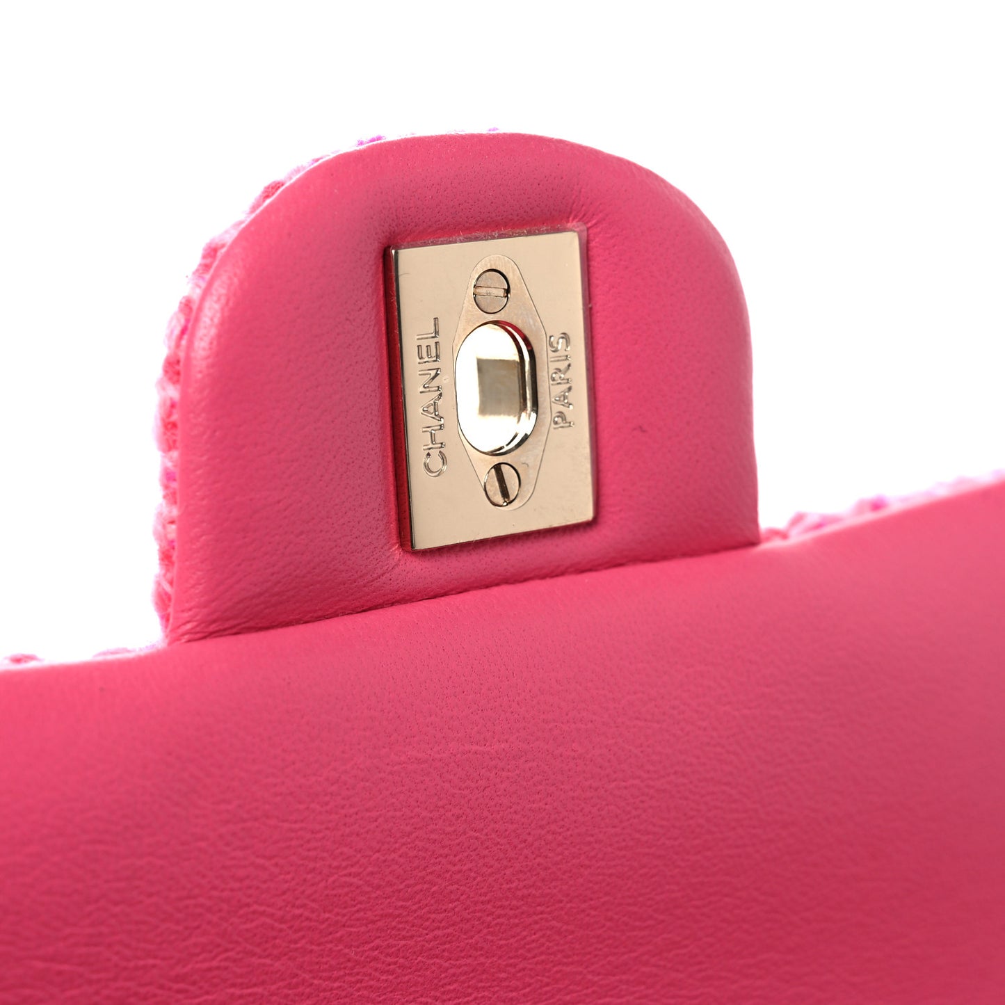 Wool Tweed Quilted Mini Rectangular Flap Dark Pink Fuchsia