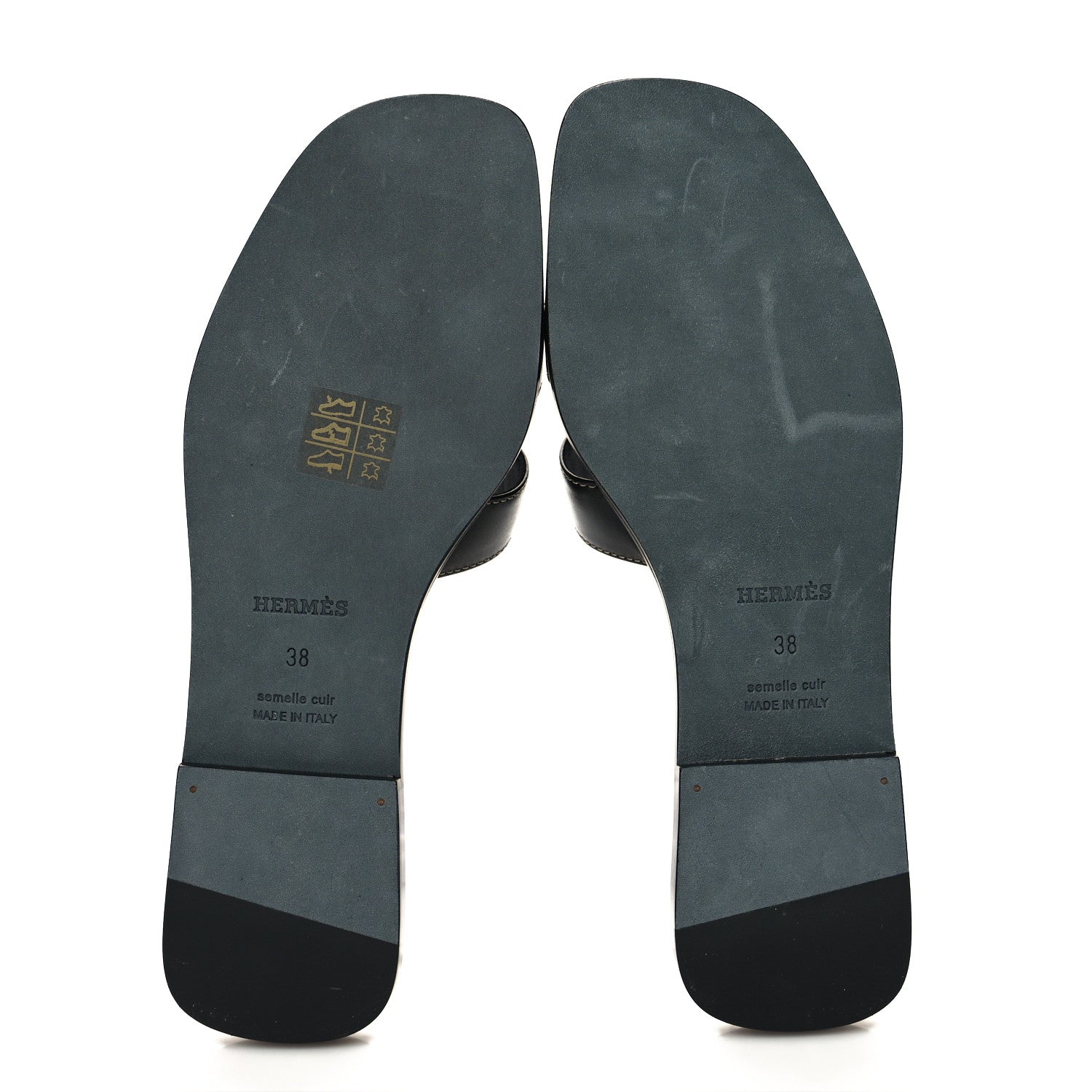 Hermes Box Calfskin Oran Sandals 38 Black 5 of 8