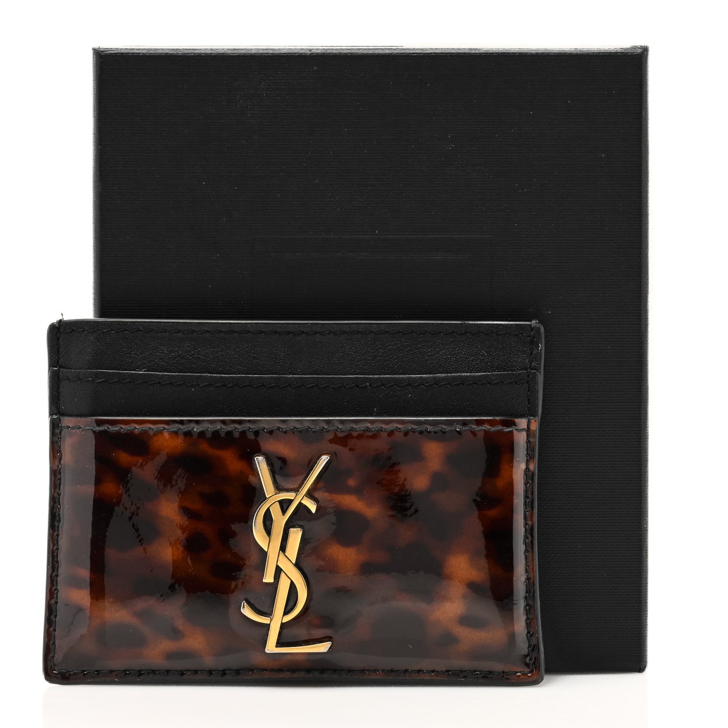 Patent Monogram Credit Card Case Tortoiseshell