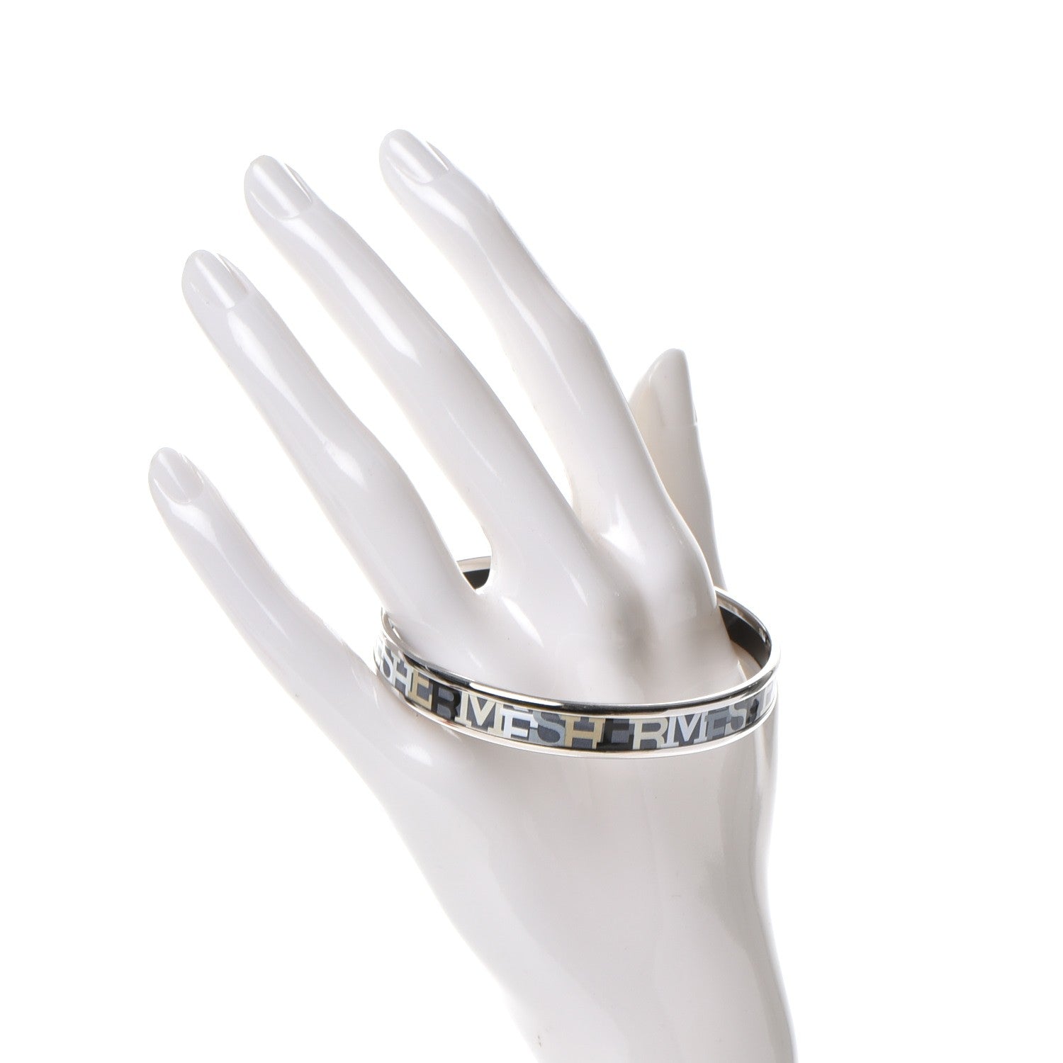 Hermes Enamel Printed Narrow Capitales Bracelet 65 2 of 6