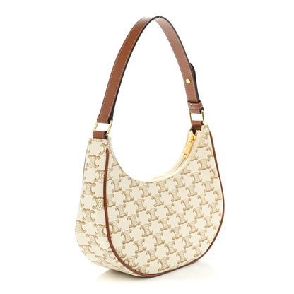 Celine Canvas Calfskin Ava Triomphe Shoulder Bag White 4 of 17