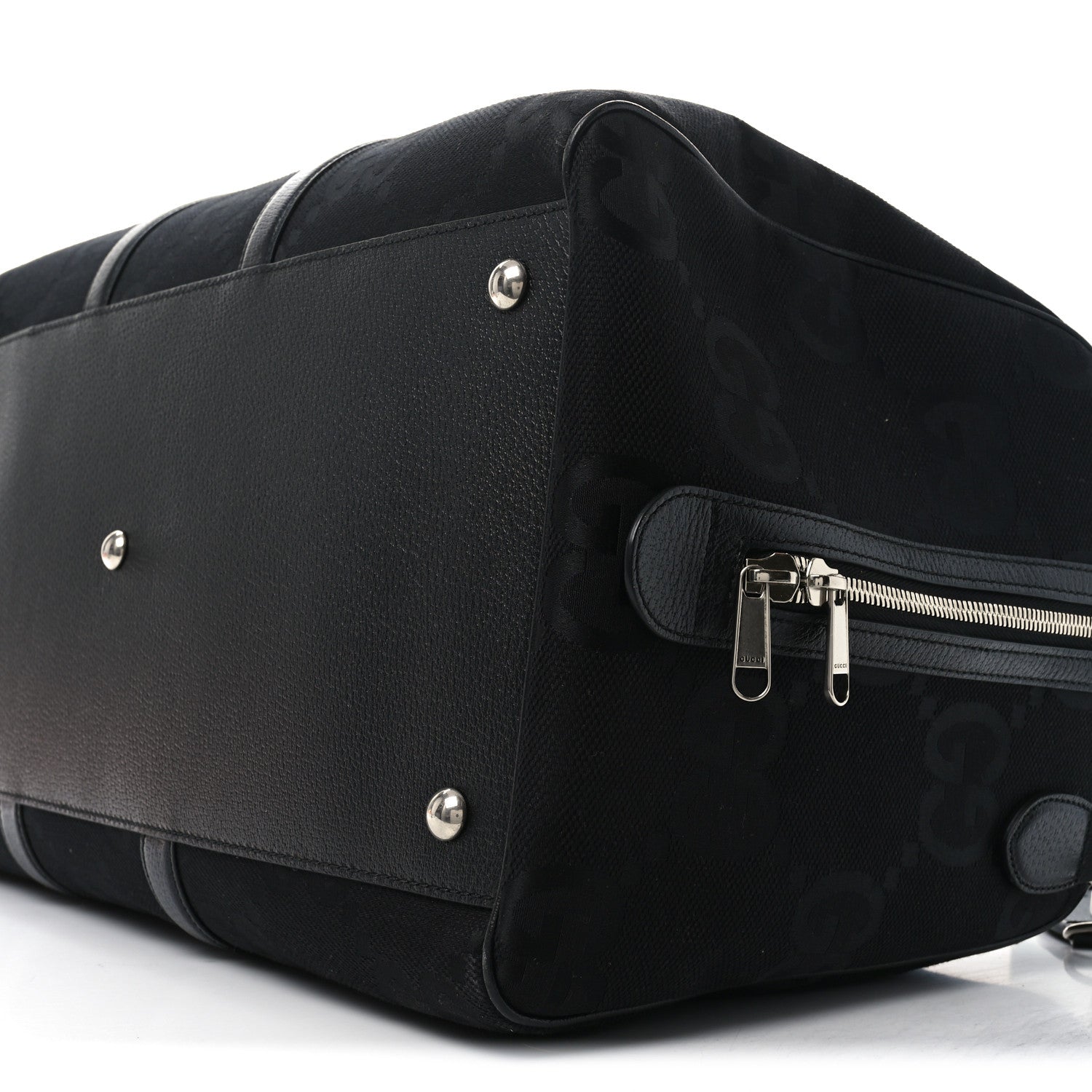 Gucci Monogram Jumbo GG Textured Dollar Calfskin Large Duffle Bag Black 10 of 10