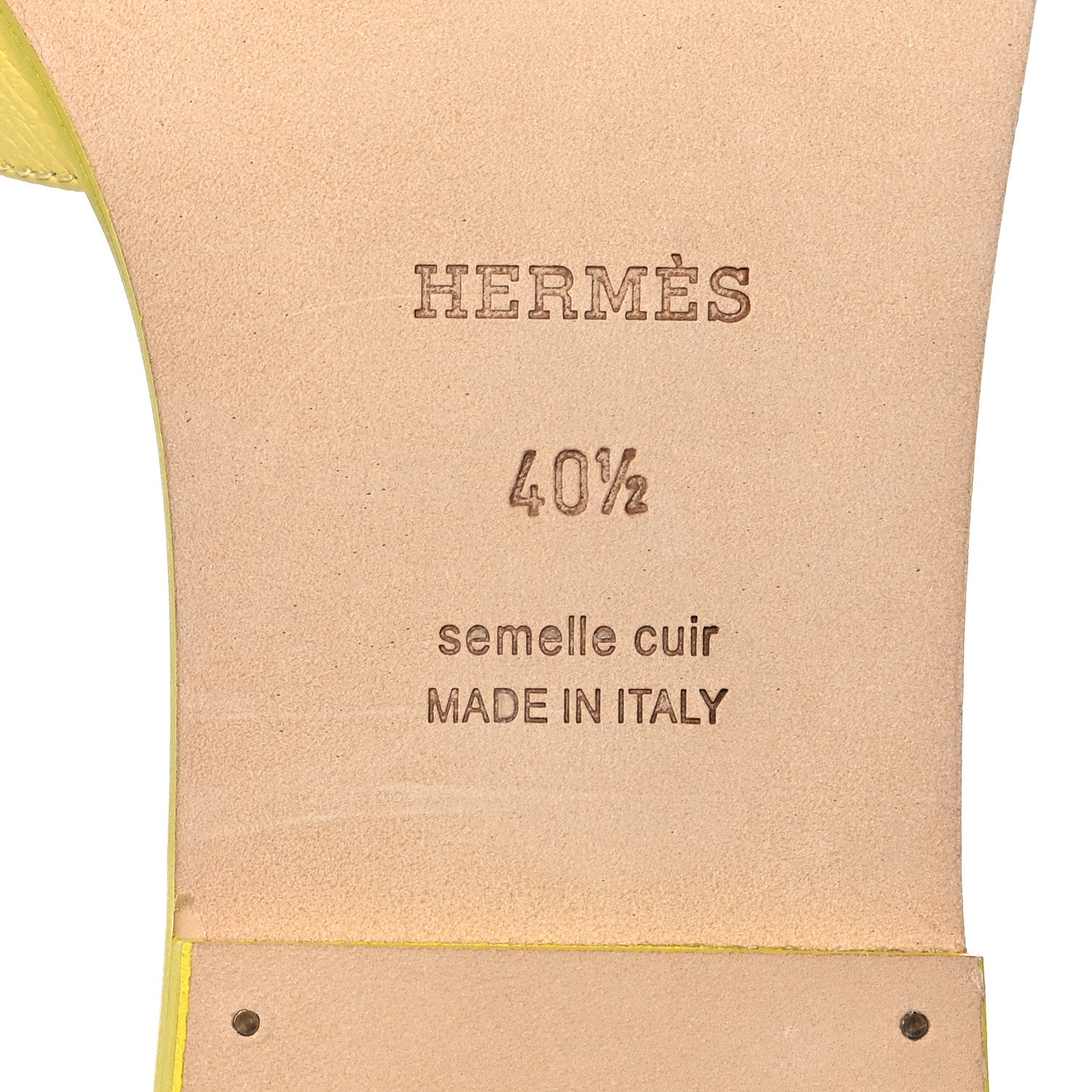 Hermes Epsom Oran Sandals 40.5 Jaune Pollen 8 of 9