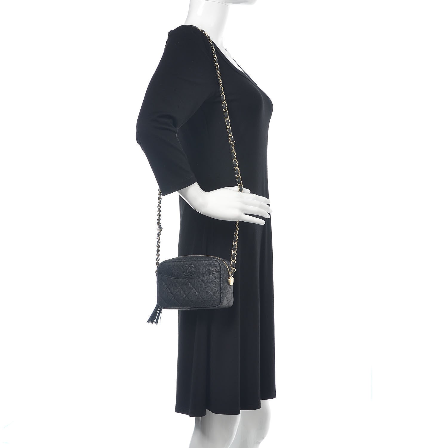 Chanel Caviar Quilted Mini Coco Tassel Camera Case Black 2 of 10