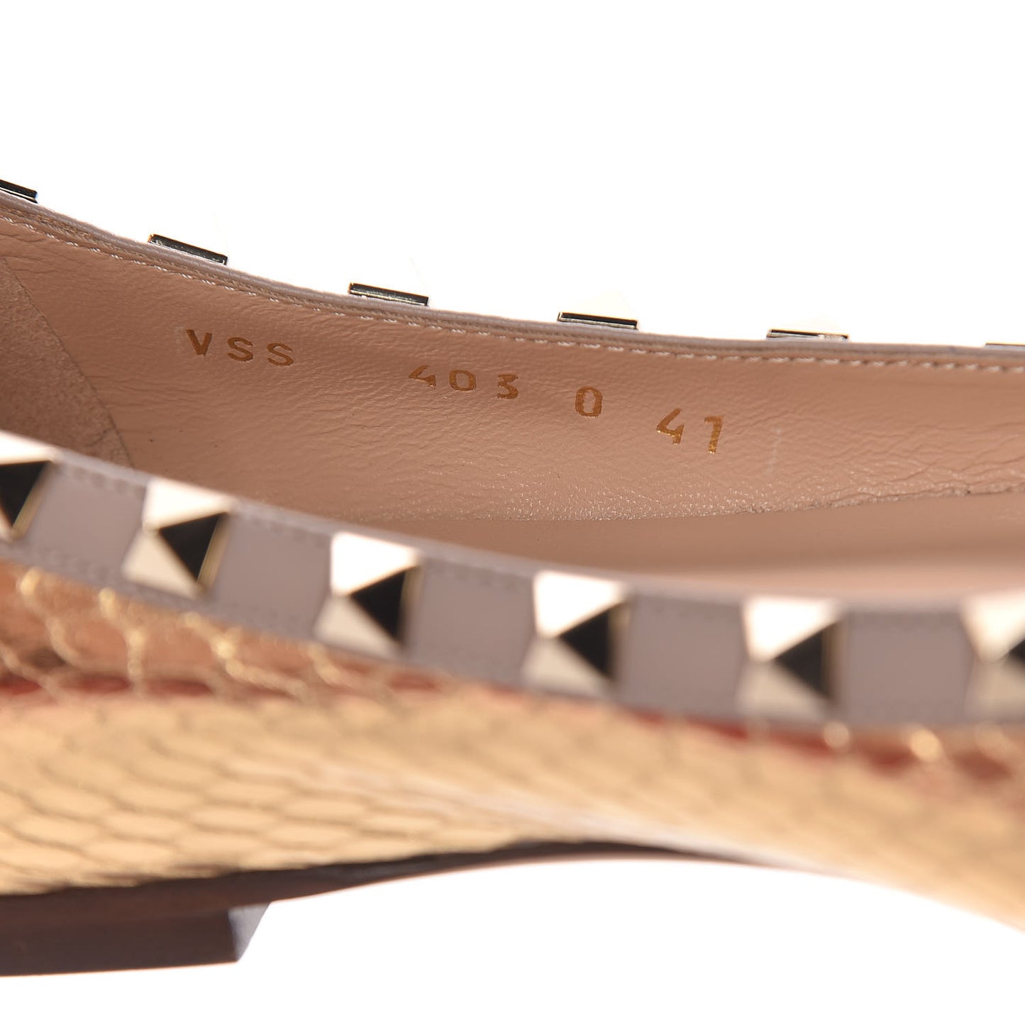 Metallic Watersnake Rockstud Ballerina Flats 41 Gold Poudre