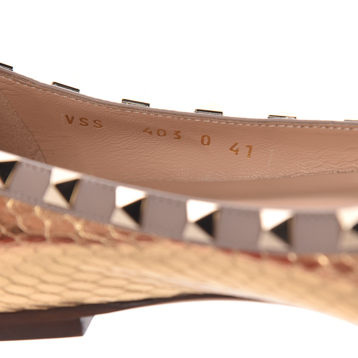 Valentino Garavani Metallic Watersnake Rockstud Ballerina Flats 41 Gold Poudre 8 of 12