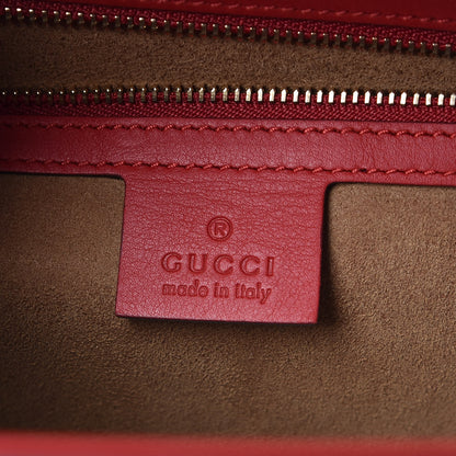 Gucci GG Supreme Monogram Calfskin Medium Padlock Top Handle Bag Beige Hibiscus Red New Rosette 6 of 10