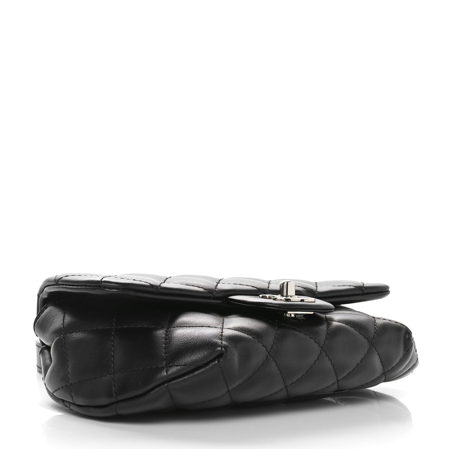Calfskin Quilted CC Uniform Flap Belt Bag Black