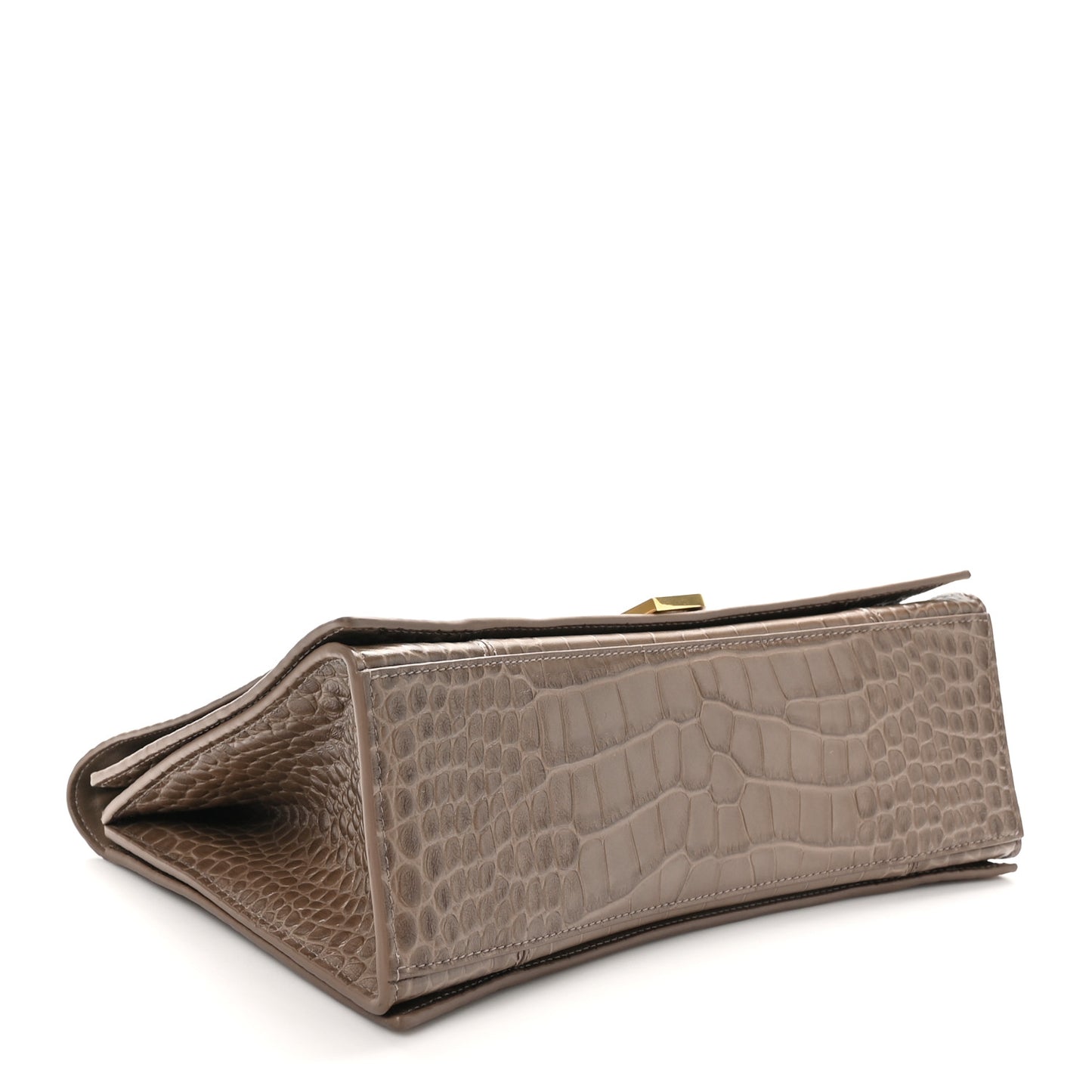 Extra Supple Calfskin Crocodile Embossed Medium Crush Chain Bag Mink Grey