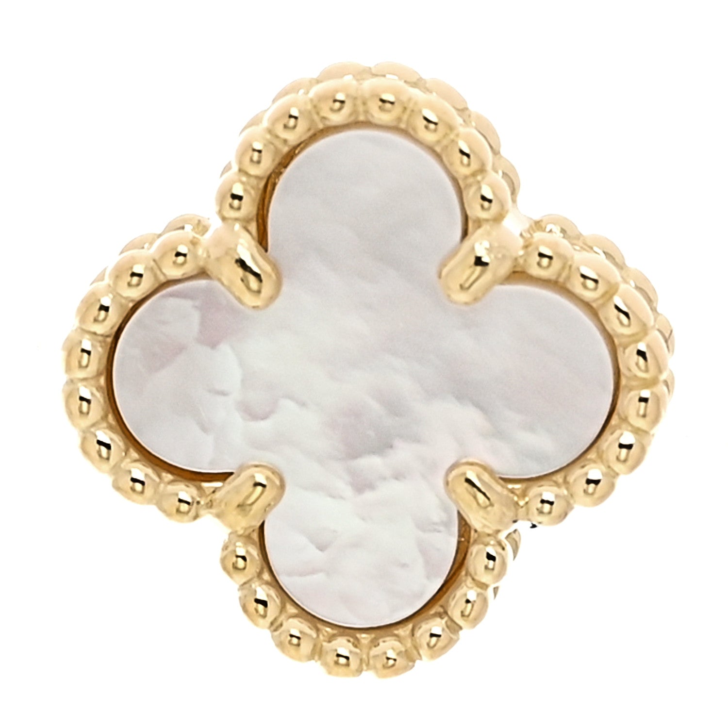 Van Cleef & Arpels 18K Yellow Gold Mother of Pearl Sweet Alhambra Single Earrings 1 of 4