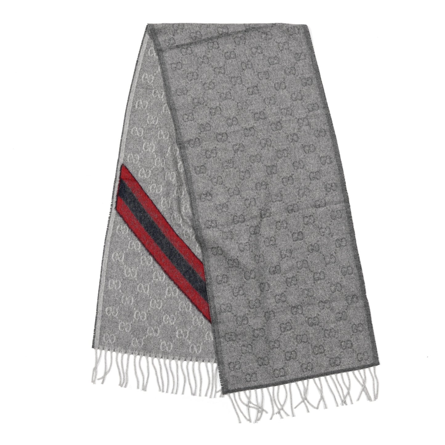 Wool Angora Monogram Web New Nikky Scarf Zinc Blue